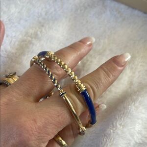 Blue and gold enamel bracelets set of two